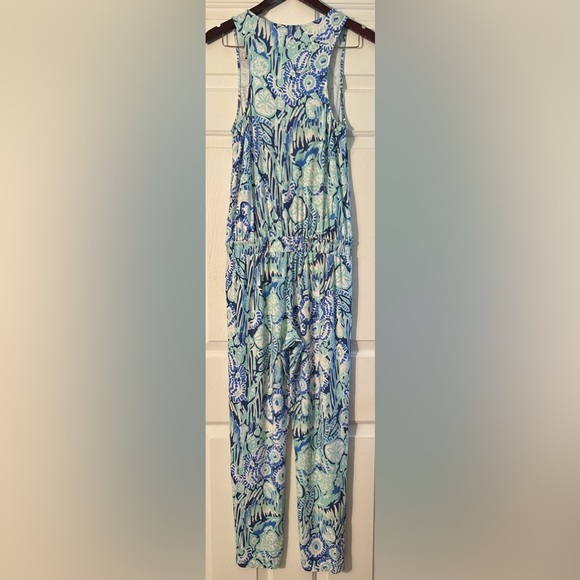LILLY PULITZER Small Paulina Jumpsuit Sunset Swim Blue Green Tank Cropped Slim - Picture 4 of 15